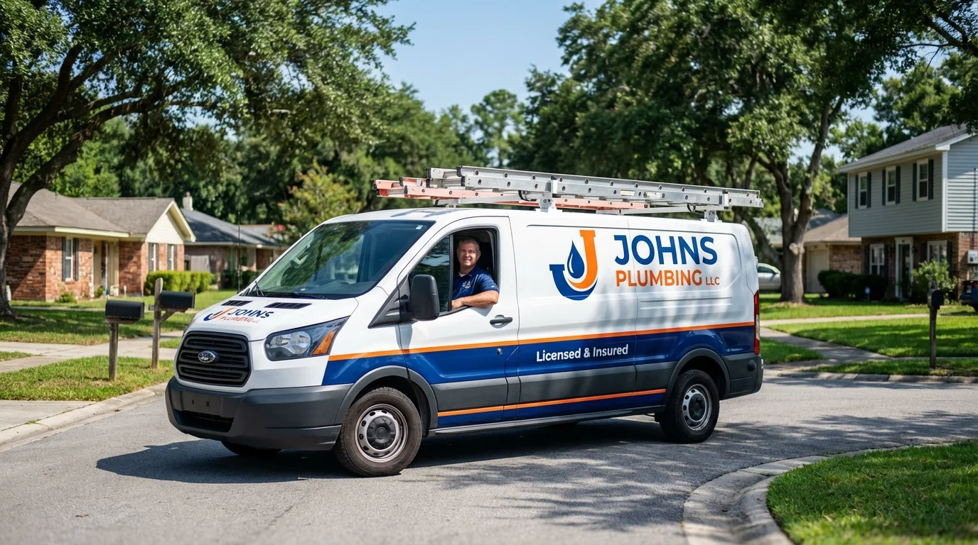 Johns Plumbing LLC service van in Elizabeth, WV