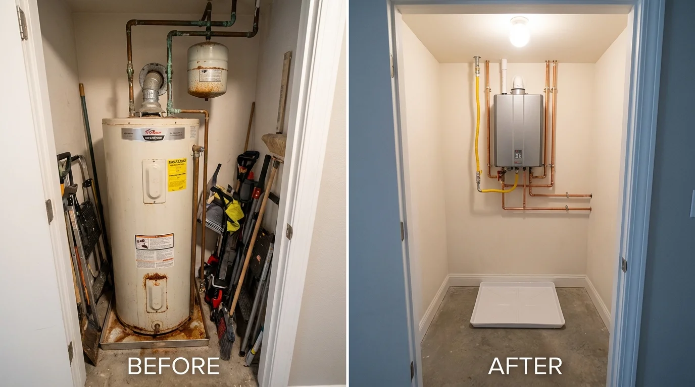 Tank water heater versus wall-mounted tankless unit comparison for Elizabeth, WV homeowners